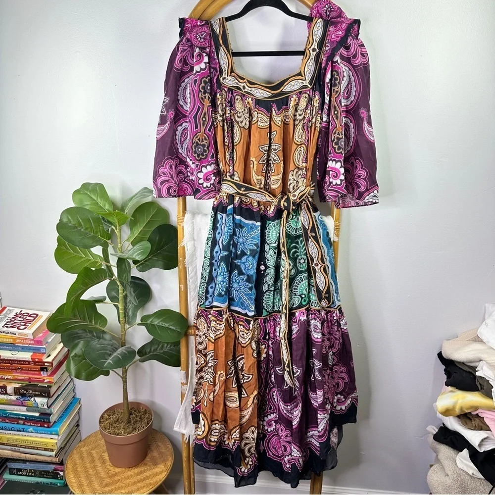 Farm Rio Multicolor Paisley Midi Dress sz XS - Picture 4 of 11